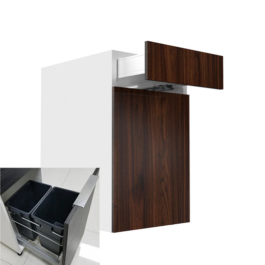 RTA - Walnut - Single Door Waste Basket Cabinets | 18"W x 34.5"H x 24"D
