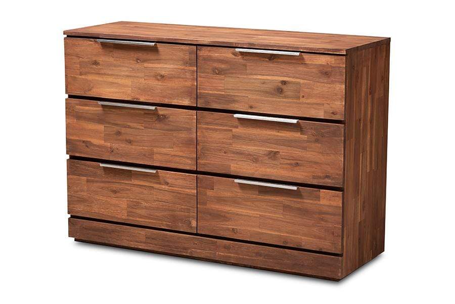 Austin Modern and Contemporary Caramel Brown Finished 6-Drawer Wood Dresser
