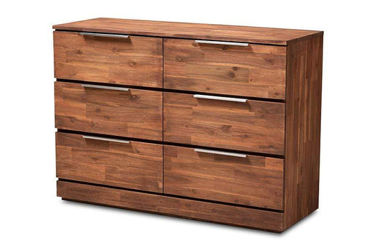 Austin Modern and Contemporary Caramel Brown Finished 6-Drawer Wood Dresser