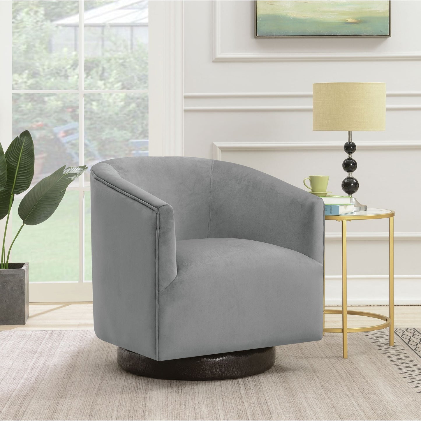 Charlotte Swivel Chair In Broadway Gun Metal