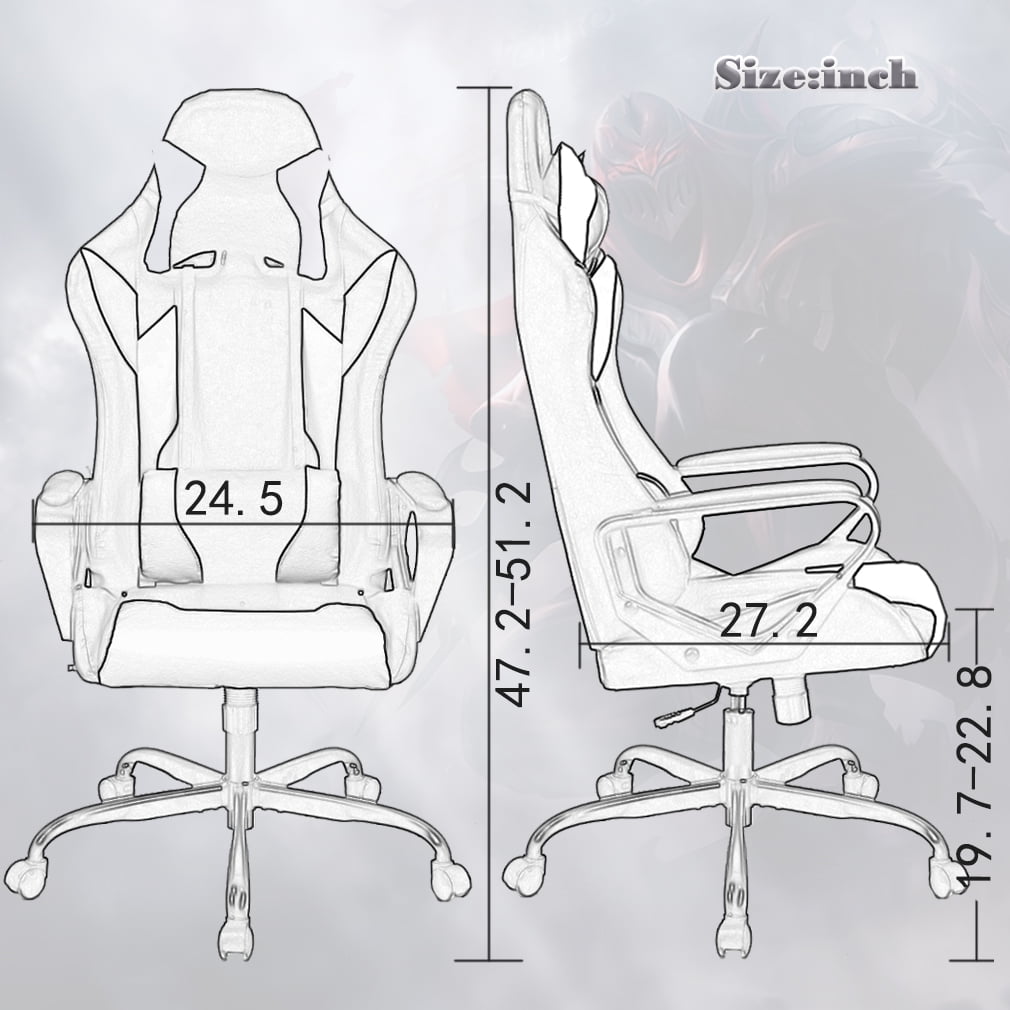 BestOffice Adjustable & Ergonomic Swivel Gaming Chair, Red