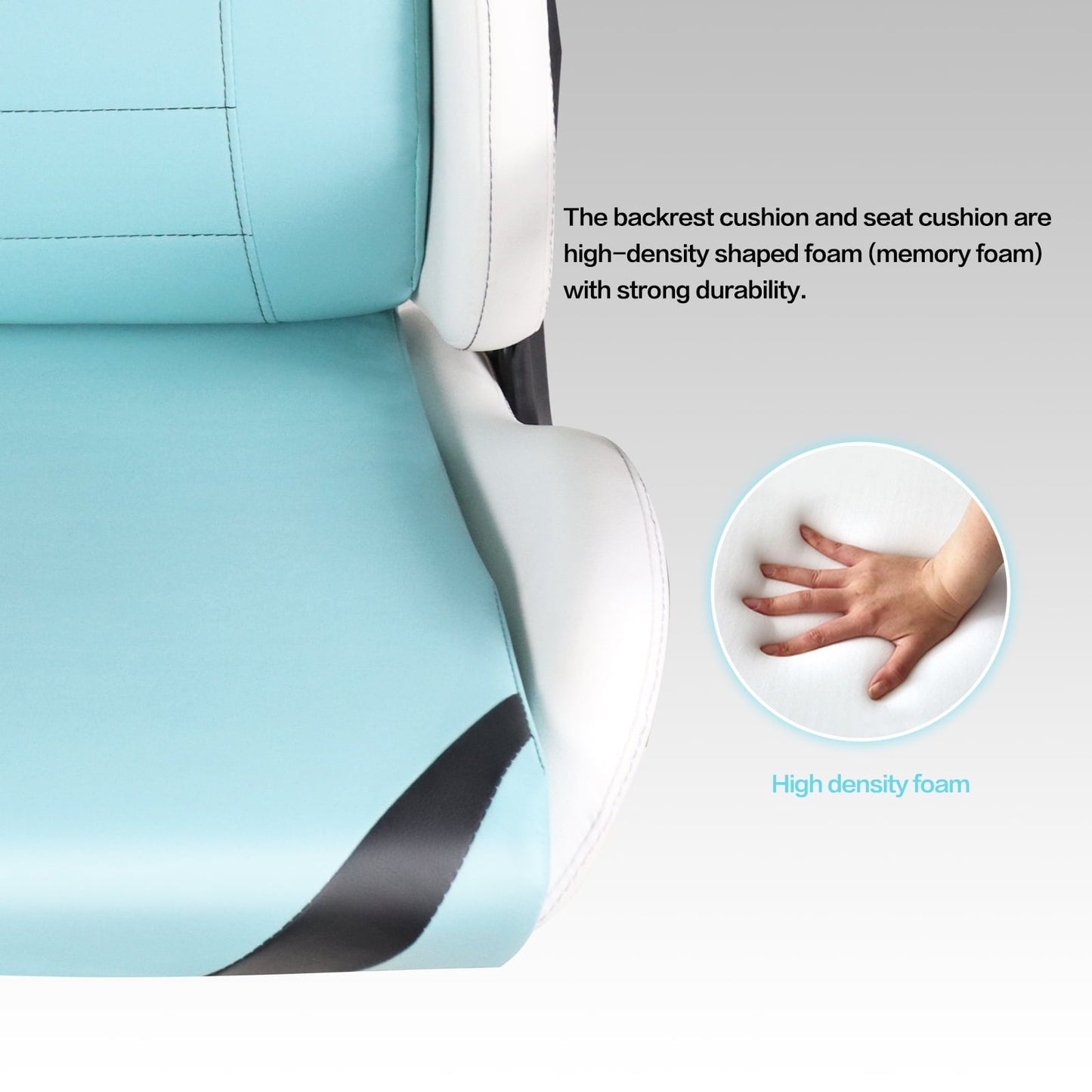 Ergonomic Gaming Chairs for Adults with High-Density Memory Foam | Swivel?Comfortable Office Chair, Big and Tall Video Game Chair, High Back Computer Chair for Home, Office, Cyan White
