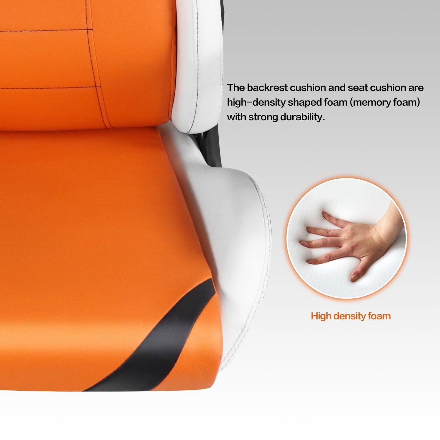 Ergonomic Gaming Chairs for Adults with High-Density Memory Foam | Swivel?Comfortable Office Chair, Big and Tall Video Game Chair, High Back Computer Chair for Home, Office, Orange White