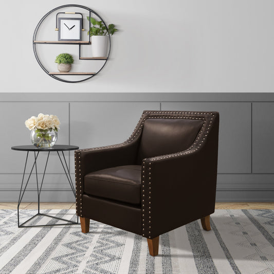 Erica Chair W/Chrome Nails in Fiero Chocolate (TOP GRAIN/PVC)