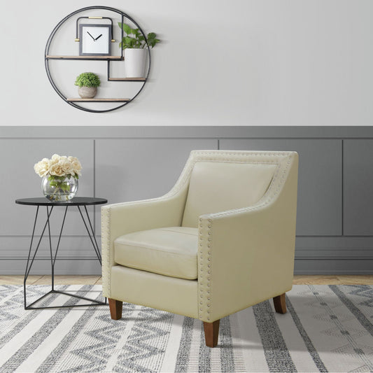 Erica Chair W/Chrome Nails in Fiero Cream (TOP GRAIN/PVC)