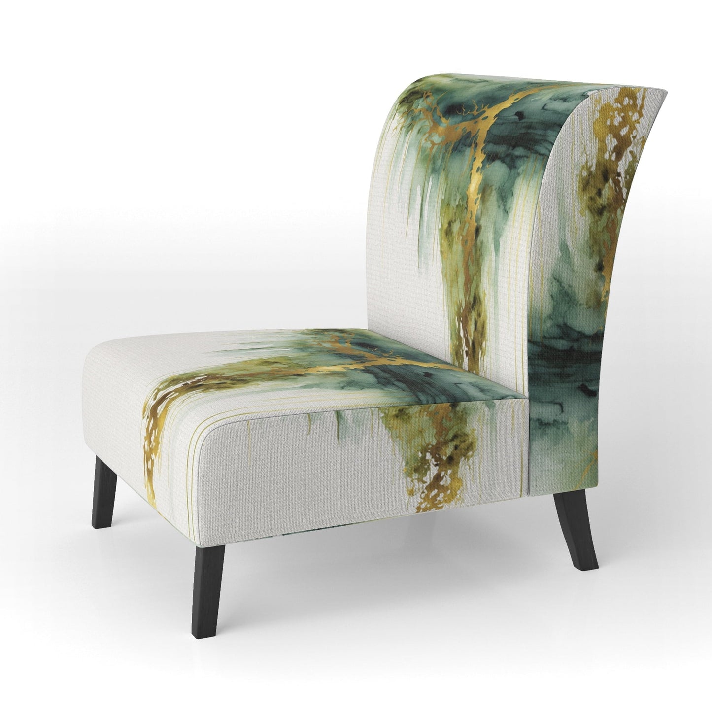 Designart 'Awakenings In Spanish Moss IV' Upholstered Abstract Liquid Ink Accent Chair and Modern & Contemporary Arm Chair - Multiple Color & Pattern
