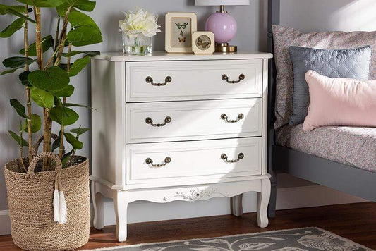 Gabrielle Traditional French Country Provincial White-Finished 3-Drawer Wood Dresser
