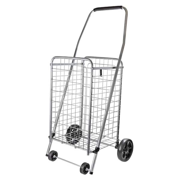 Folding Utility Cart Shopping Basket Durable Metal Construction