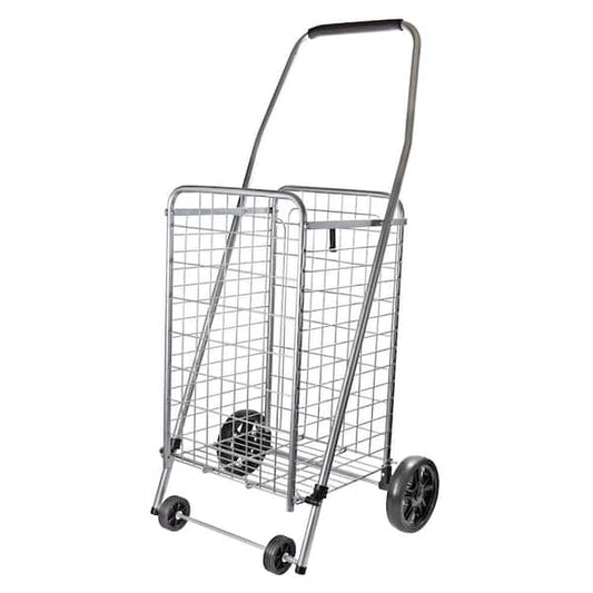Folding Utility Cart Shopping Basket Durable Metal Construction