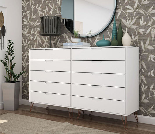 Rockefeller 10-Drawer Tall Double Dresser by Manhattan Comfort
