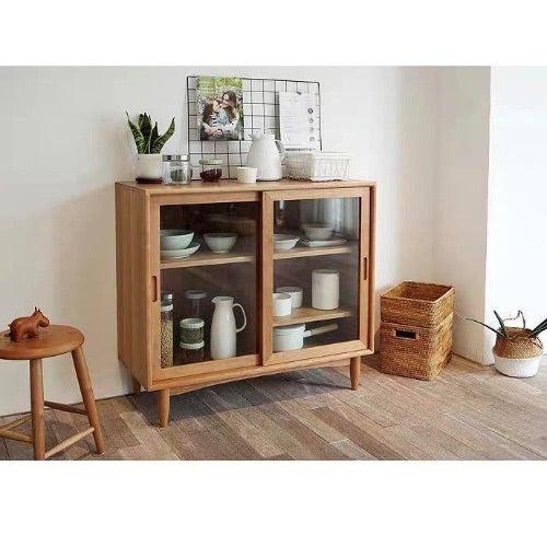 Wooden Display Cabinet Glass Sliding