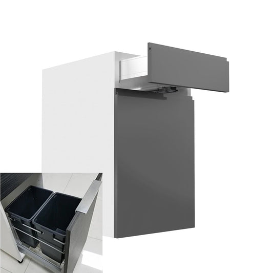 RTA - Lacquer Grey - Single Door Waste Basket Cabinets | 18"W x 30"H x 23.8"D