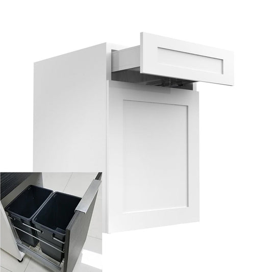 RTA - White Shaker - Single Door Waste Basket Cabinets | 18"W x 34.5"H x 24"D