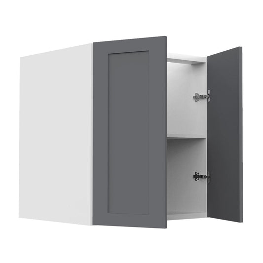 RTA - Grey Shaker - Vanity Base Full Double Door Cabinet | 27"W x 30"H x 21"D