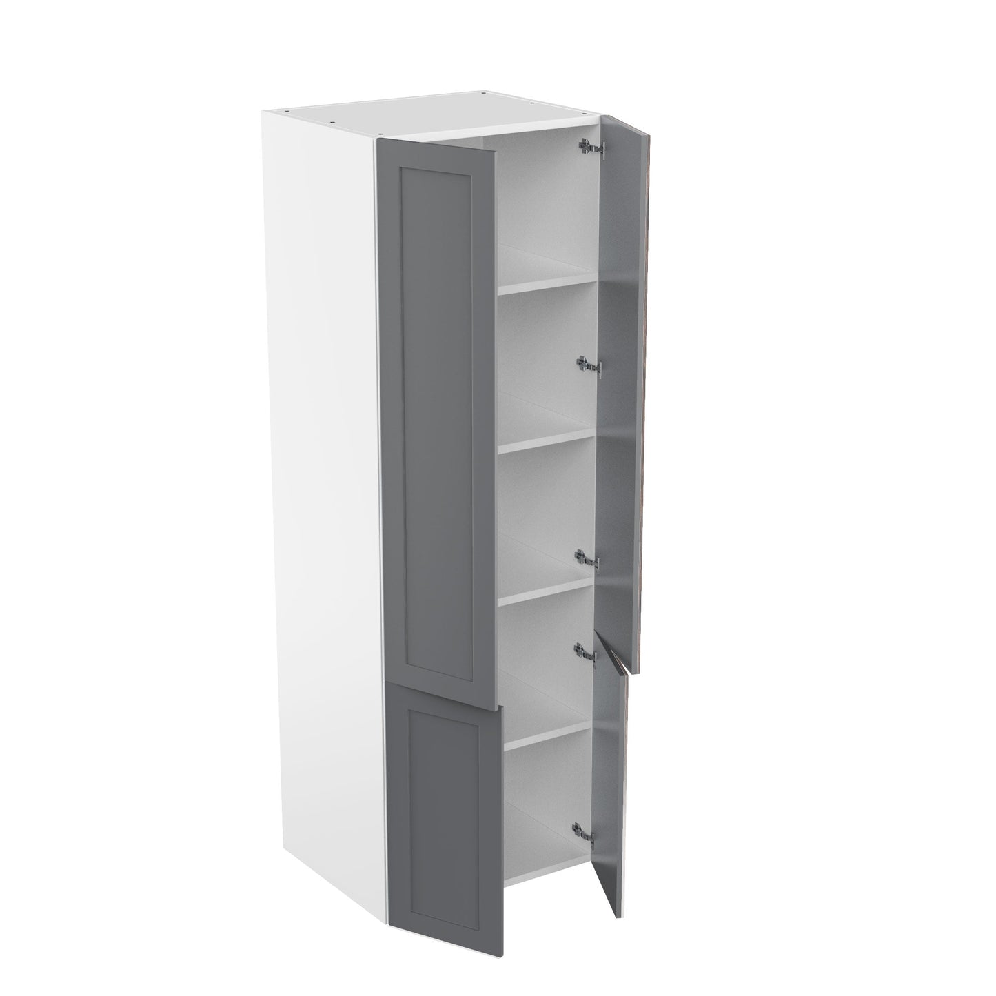 RTA - Grey Shaker - Double Door Tall Cabinets | 30"W x 90"H x 23.8"D