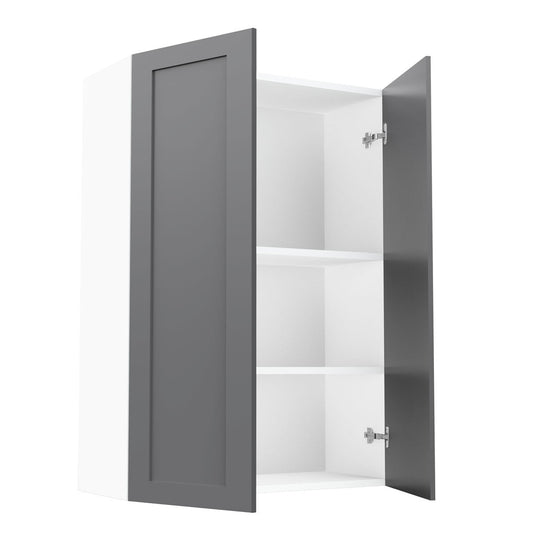 RTA - Grey Shaker - Double Door Wall Cabinets | 30"W x 42"H x 12"D