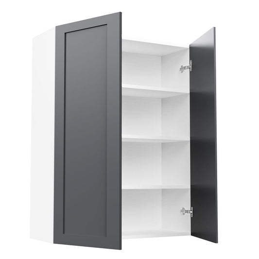 RTA - Grey Shaker - Double Door Wall Cabinets | 33"W x 42"H x 12"D