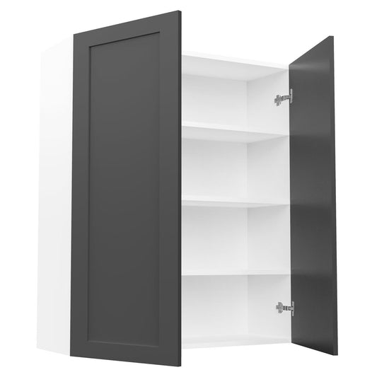 RTA - Grey Shaker - Double Door Wall Cabinets | 36"W x 42"H x 12"D
