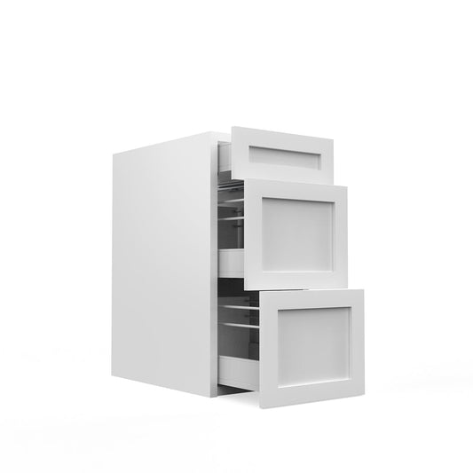 RTA - White Shaker - Three Drawer Base Cabinets | 15"W x 34.5"H x 24"D