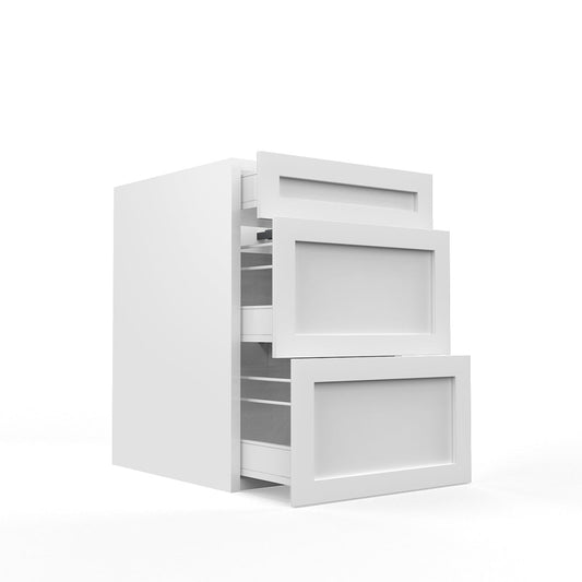 RTA - White Shaker - Three Drawer Base Cabinets | 21"W x 34.5"H x 24"D