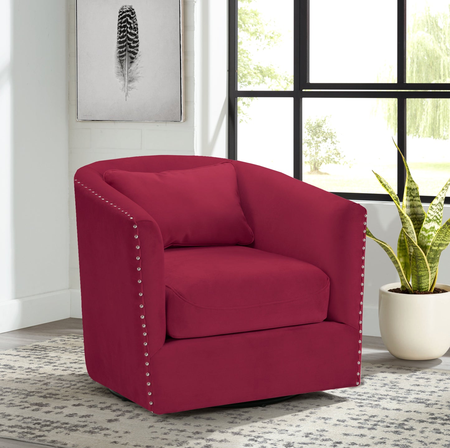 Stanton Swivel Chair in Broadway Red