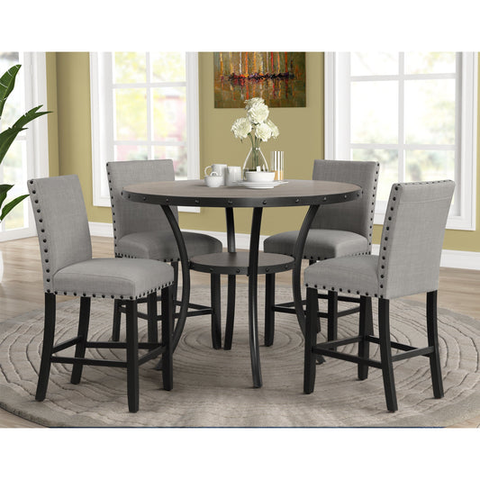 Valeria Upholstery Counter Side Chair W/ Grey Fabric - Silvery grey (2 Per Pack)